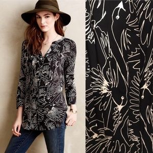 Anthropologie Maeve Button Up Bird Blouse